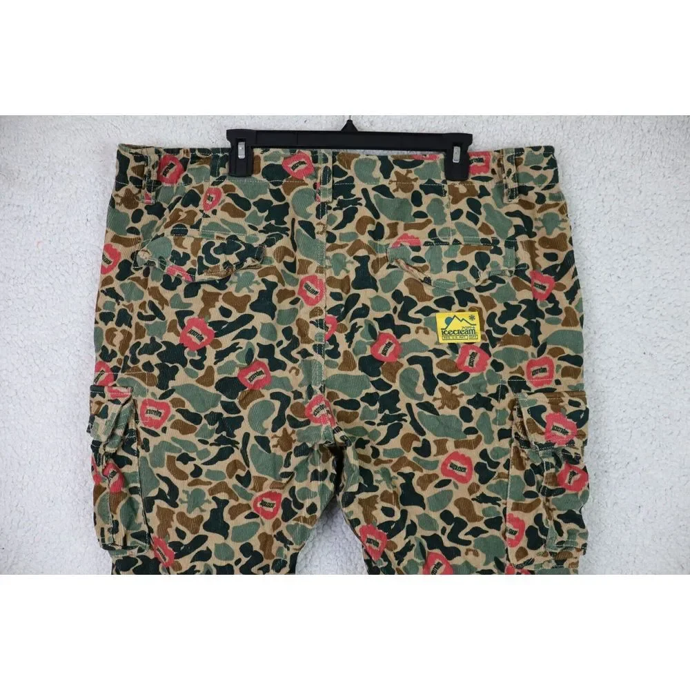 ICECREAM BBC Apple Pant 401-9106 Camo 2021 Size 40 Cargo Corduroy Green Red - Picture 12 of 13